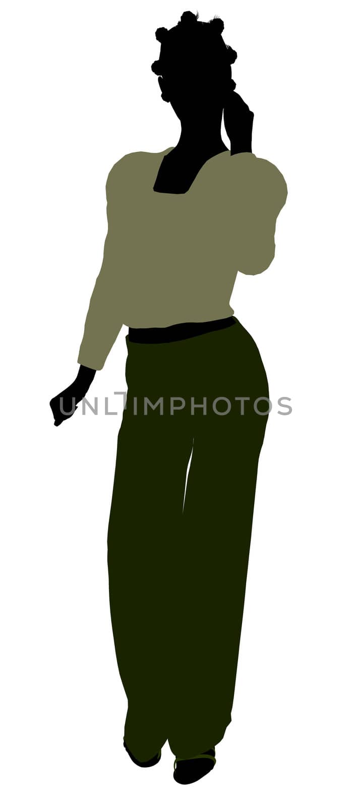 African Amercian female business executive silhouette on a white background