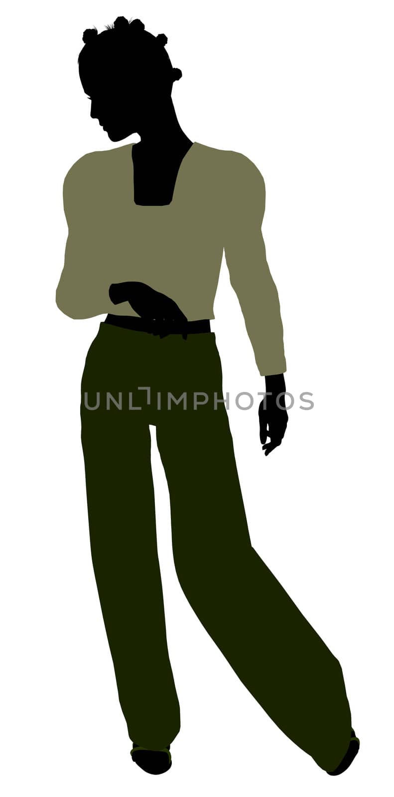 African Amercian female business executive silhouette on a white background