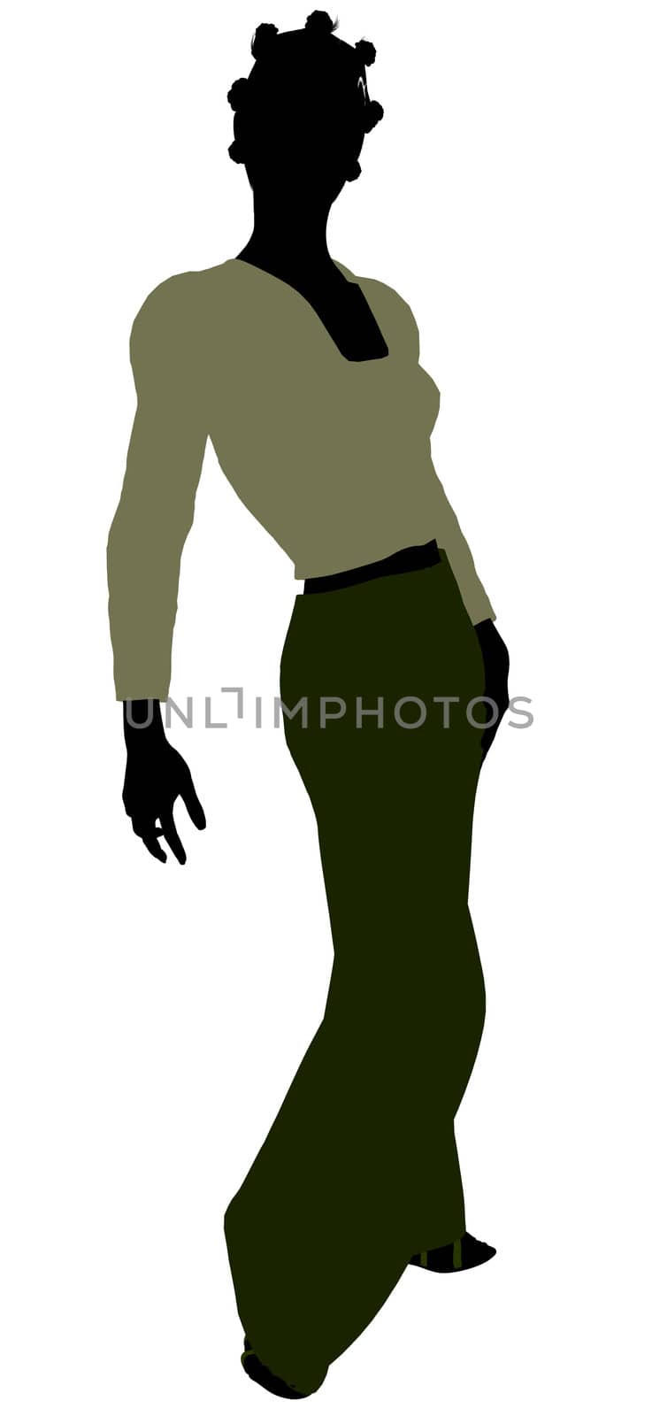 African Amercian female business executive silhouette on a white background