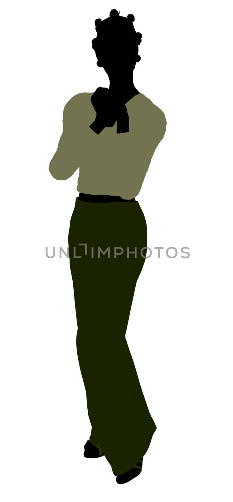 African Amercian female business executive silhouette on a white background