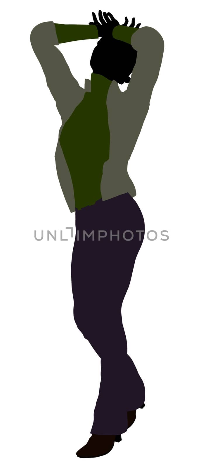 African Amercian female business executive silhouette on a white background