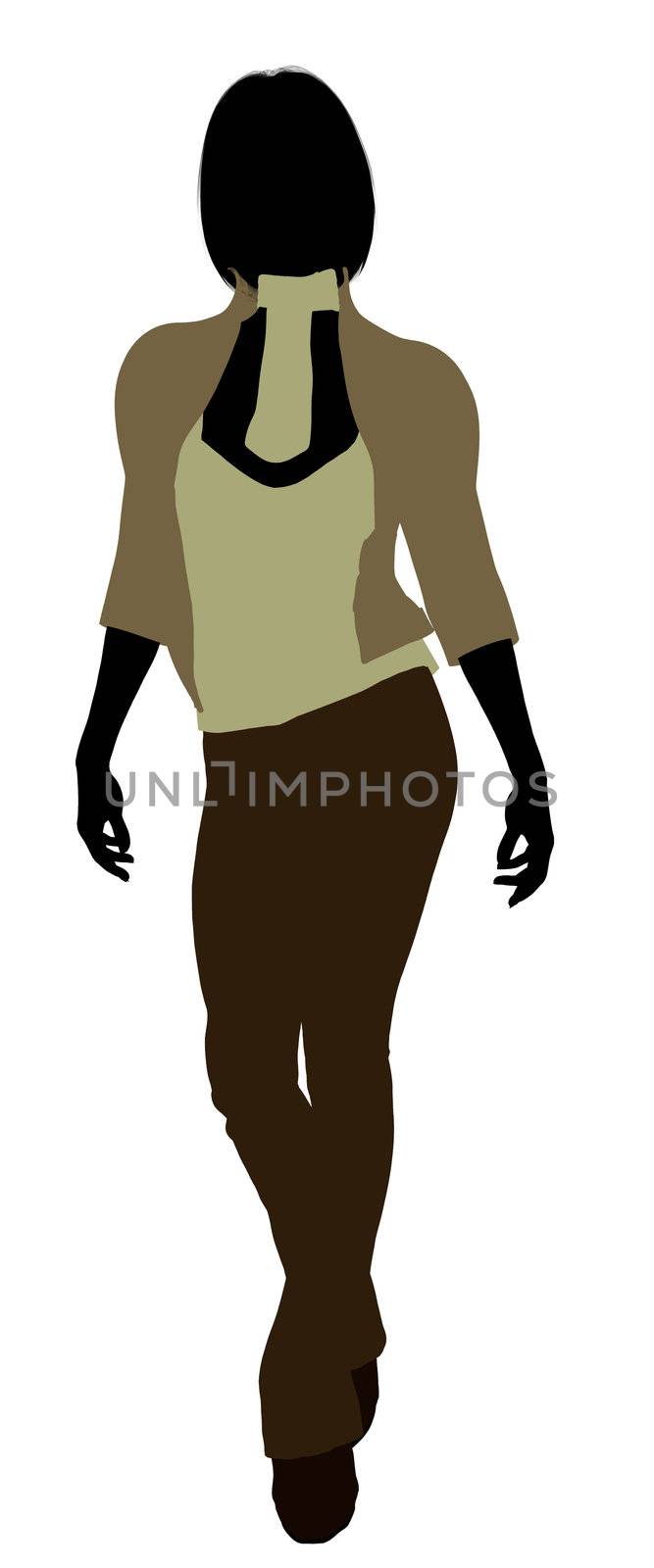 Female business executive silhouette on a white background