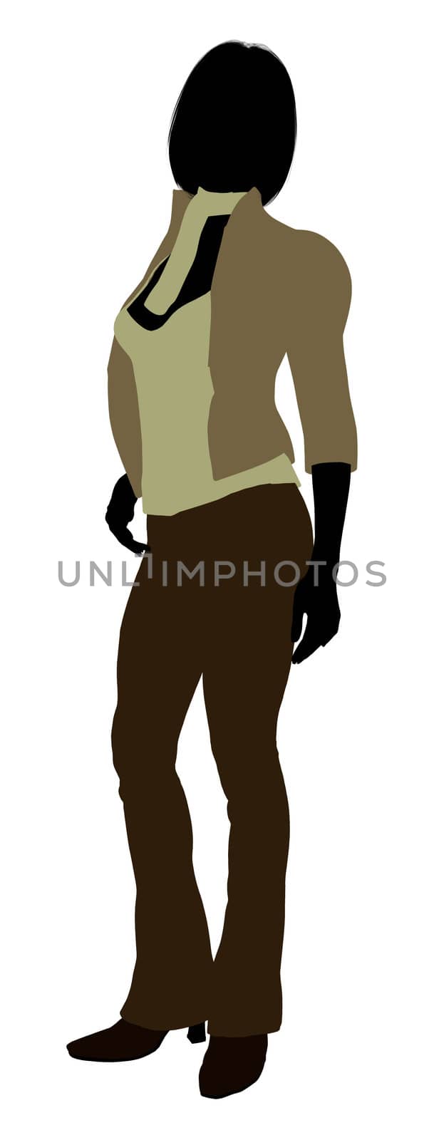 Female business executive silhouette on a white background