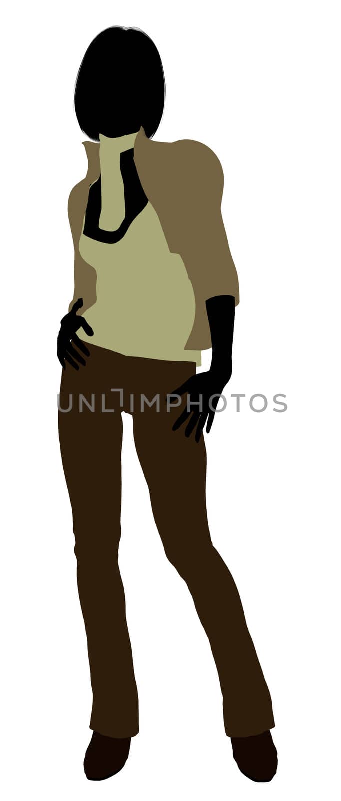 Female business executive silhouette on a white background