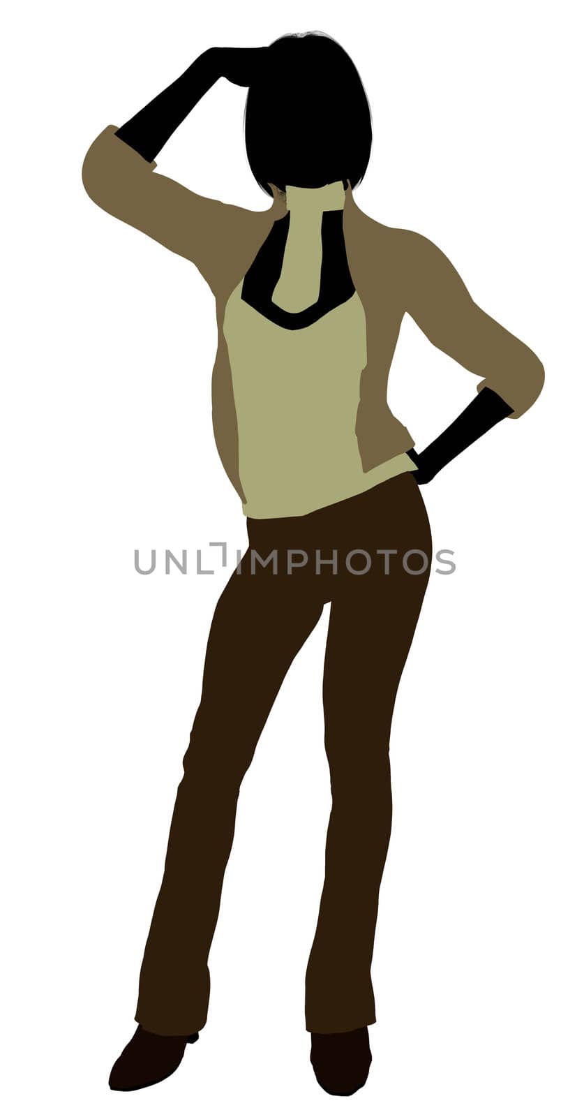 Female business executive silhouette on a white background