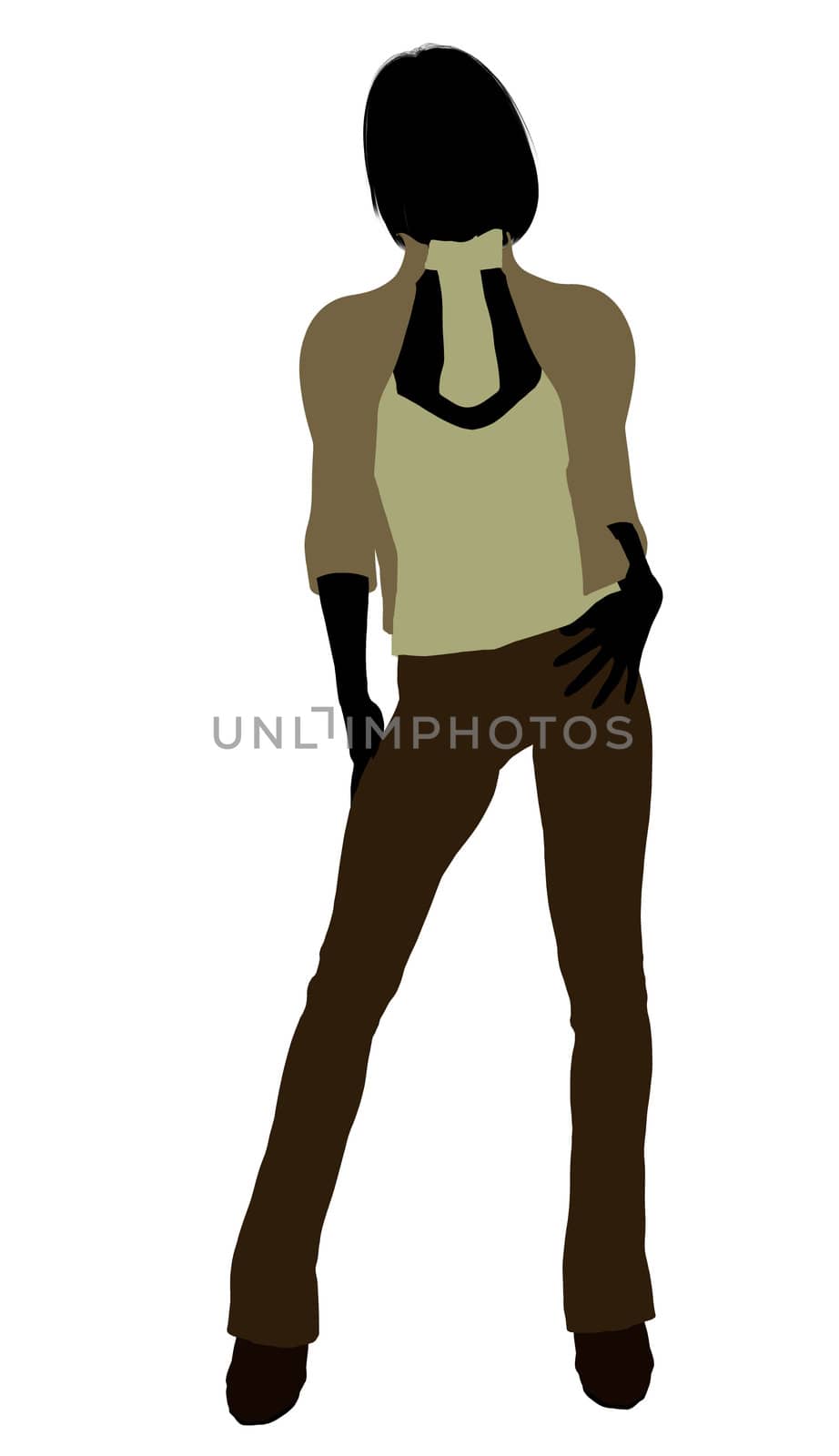 Female business executive silhouette on a white background