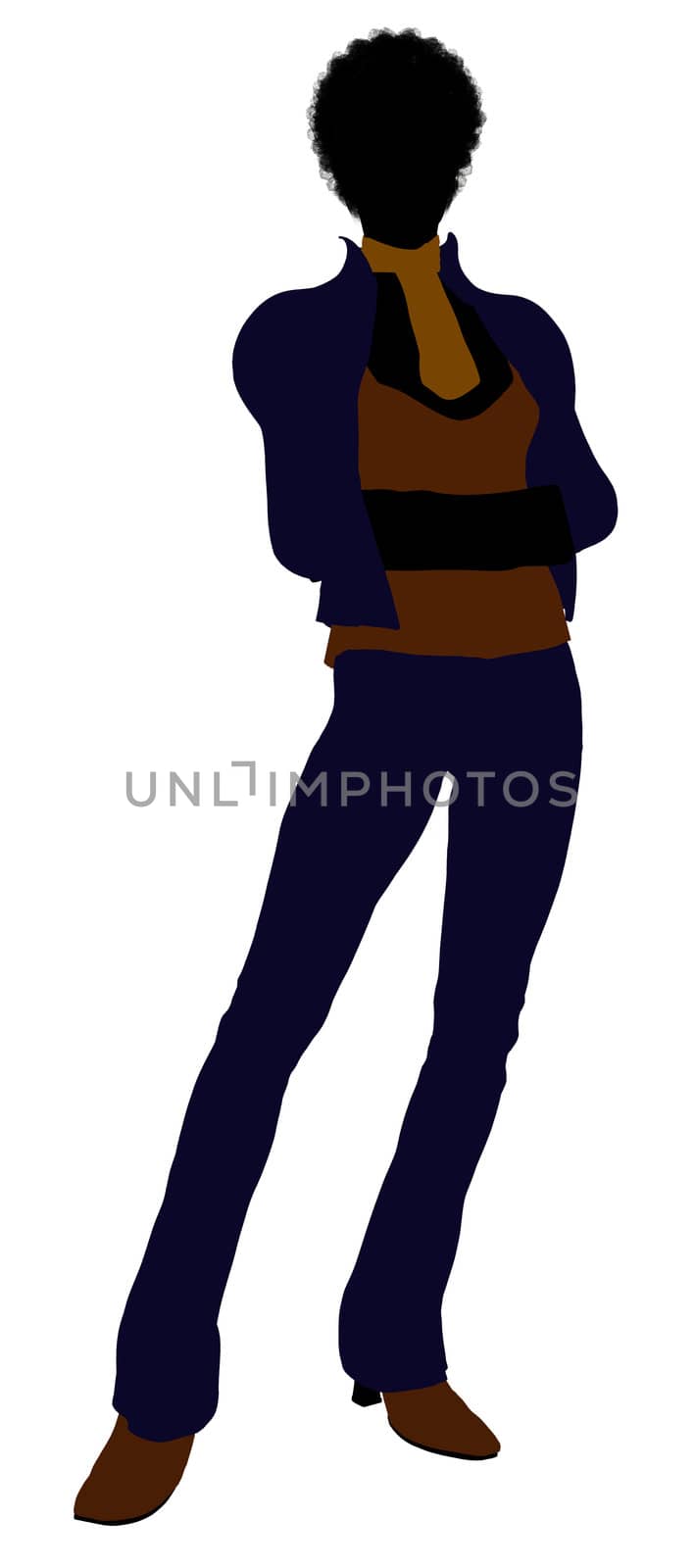 African Amercian female business executive silhouette on a white background