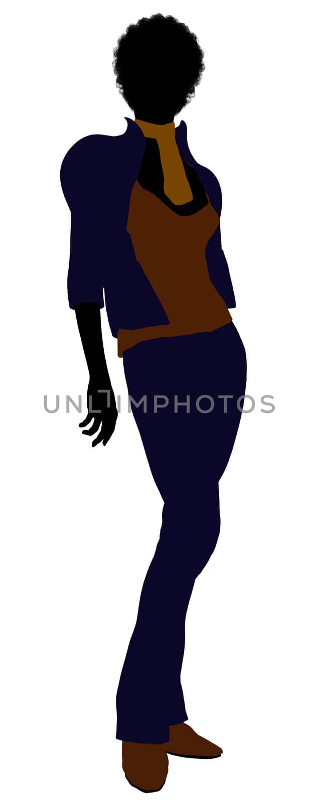 African Amercian female business executive silhouette on a white background