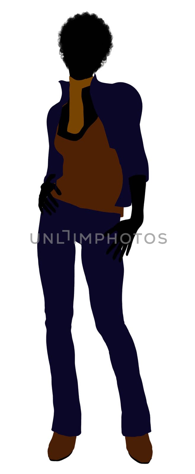 African Amercian female business executive silhouette on a white background