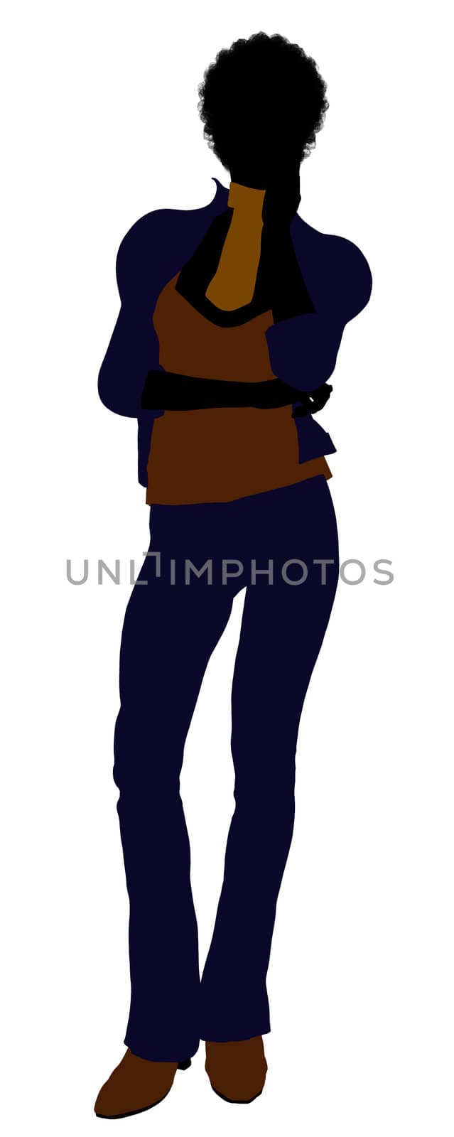 African Amercian female business executive silhouette on a white background