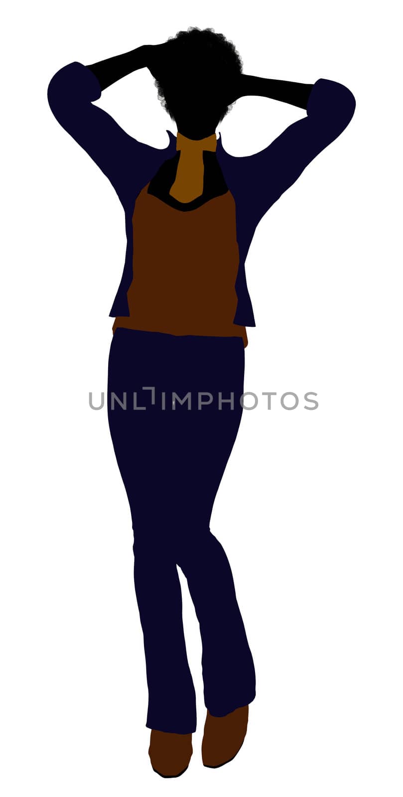 African Amercian female business executive silhouette on a white background