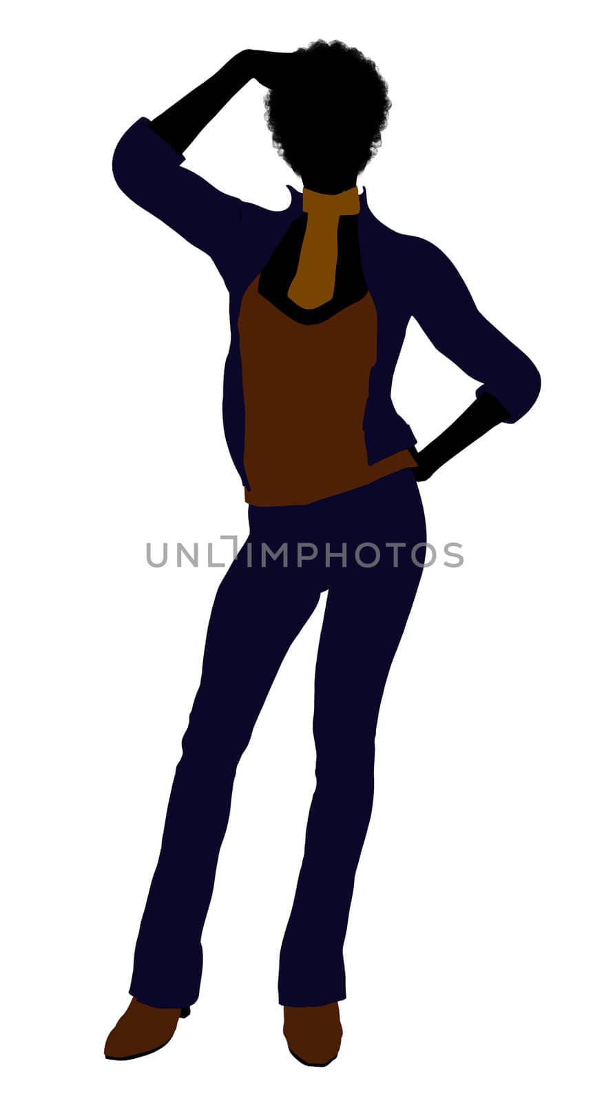 African Amercian female business executive silhouette on a white background