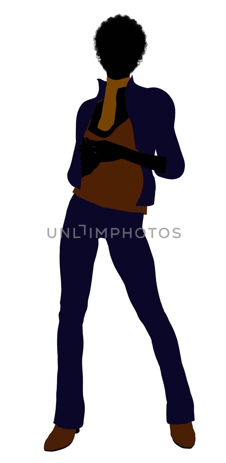 African Amercian female business executive silhouette on a white background