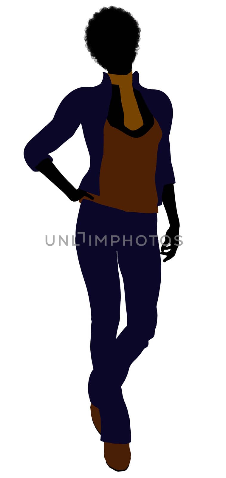 African Amercian female business executive silhouette on a white background