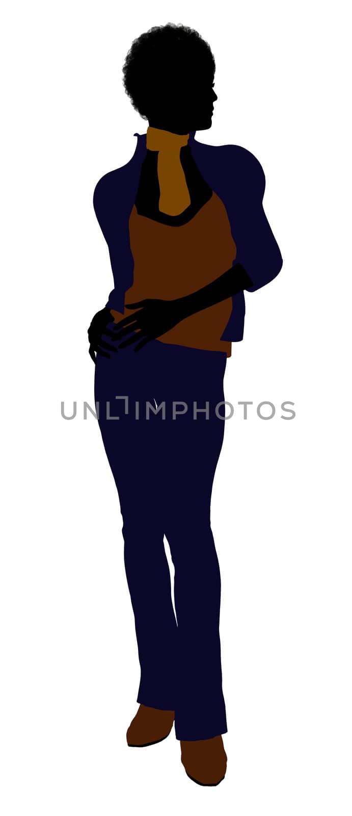 African Amercian female business executive silhouette on a white background