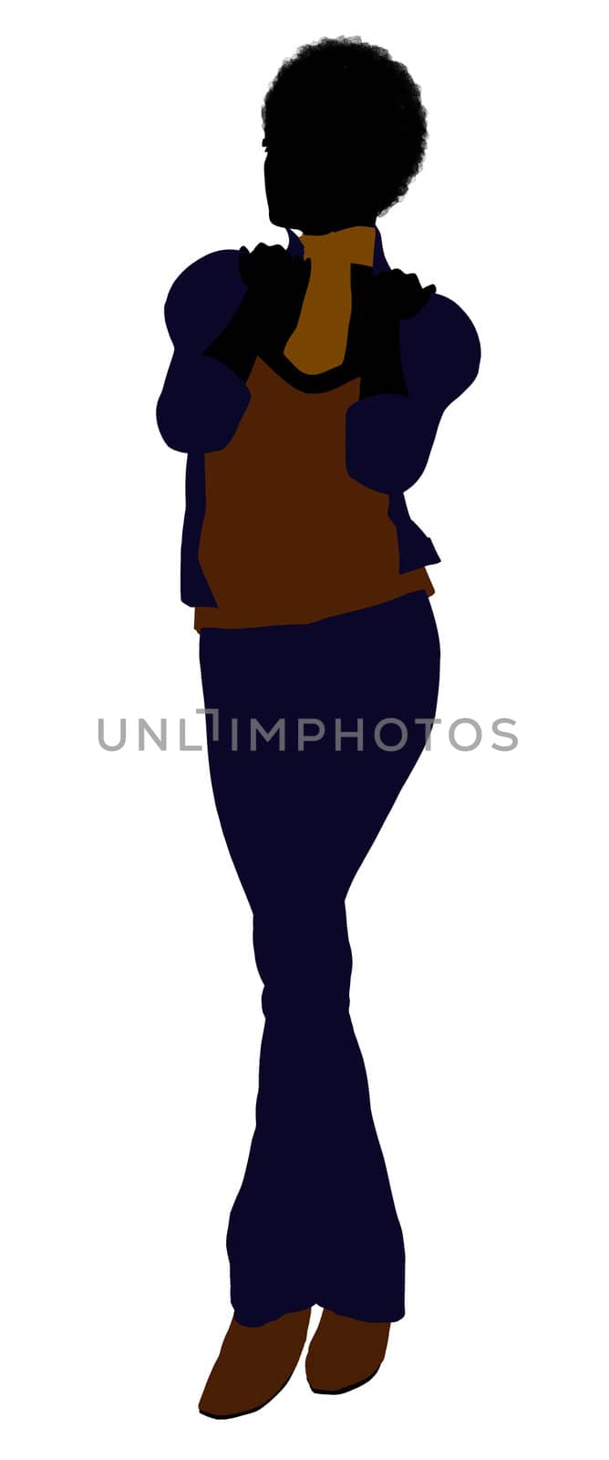 African Amercian female business executive silhouette on a white background
