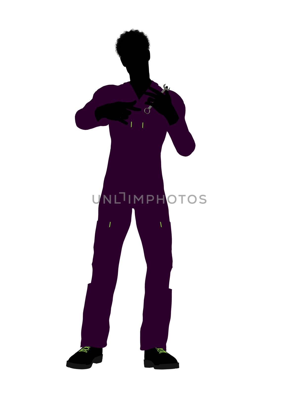 African american mechanic illustration silhouette on a white background