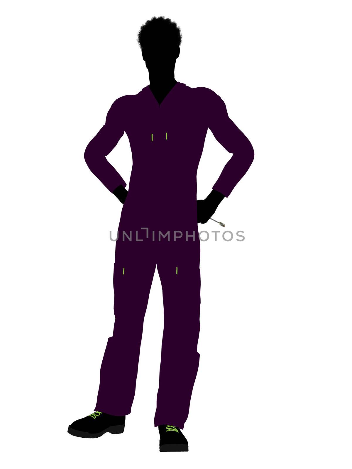 African american mechanic illustration silhouette on a white background