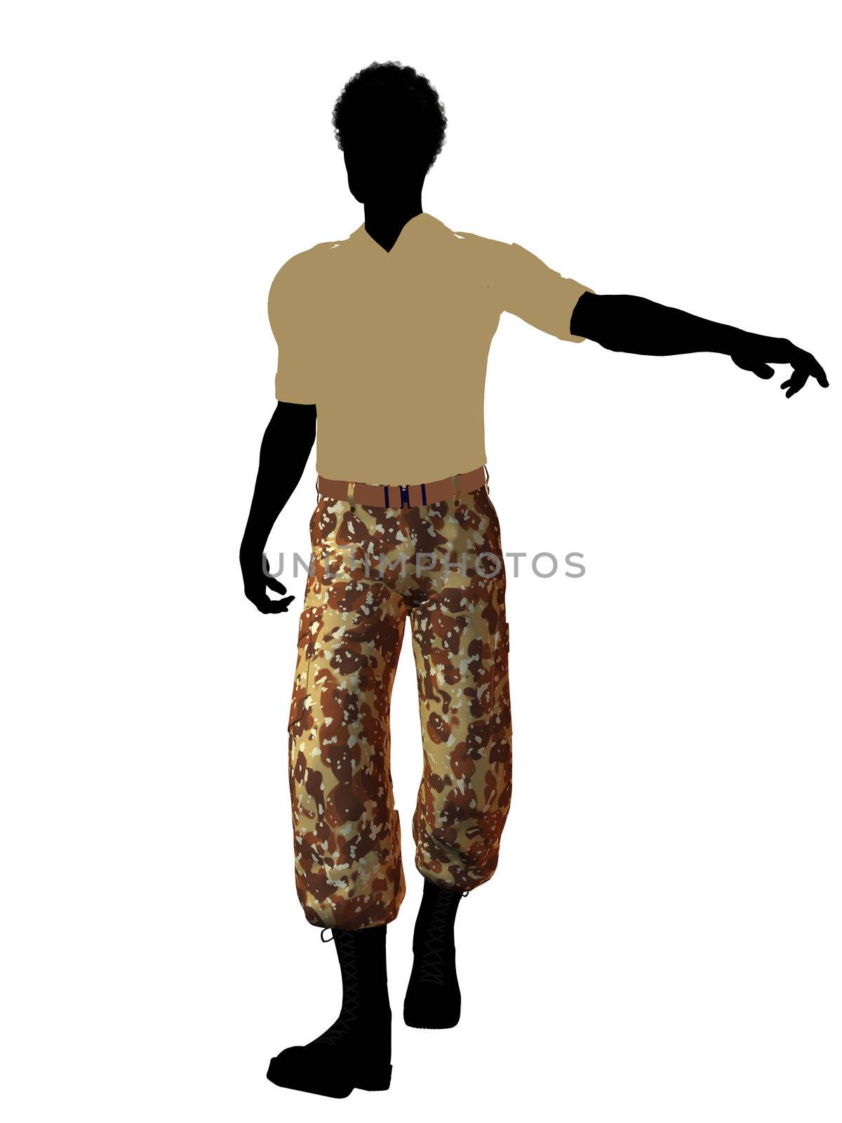 Male soldier casually dressed silhouette on a white background