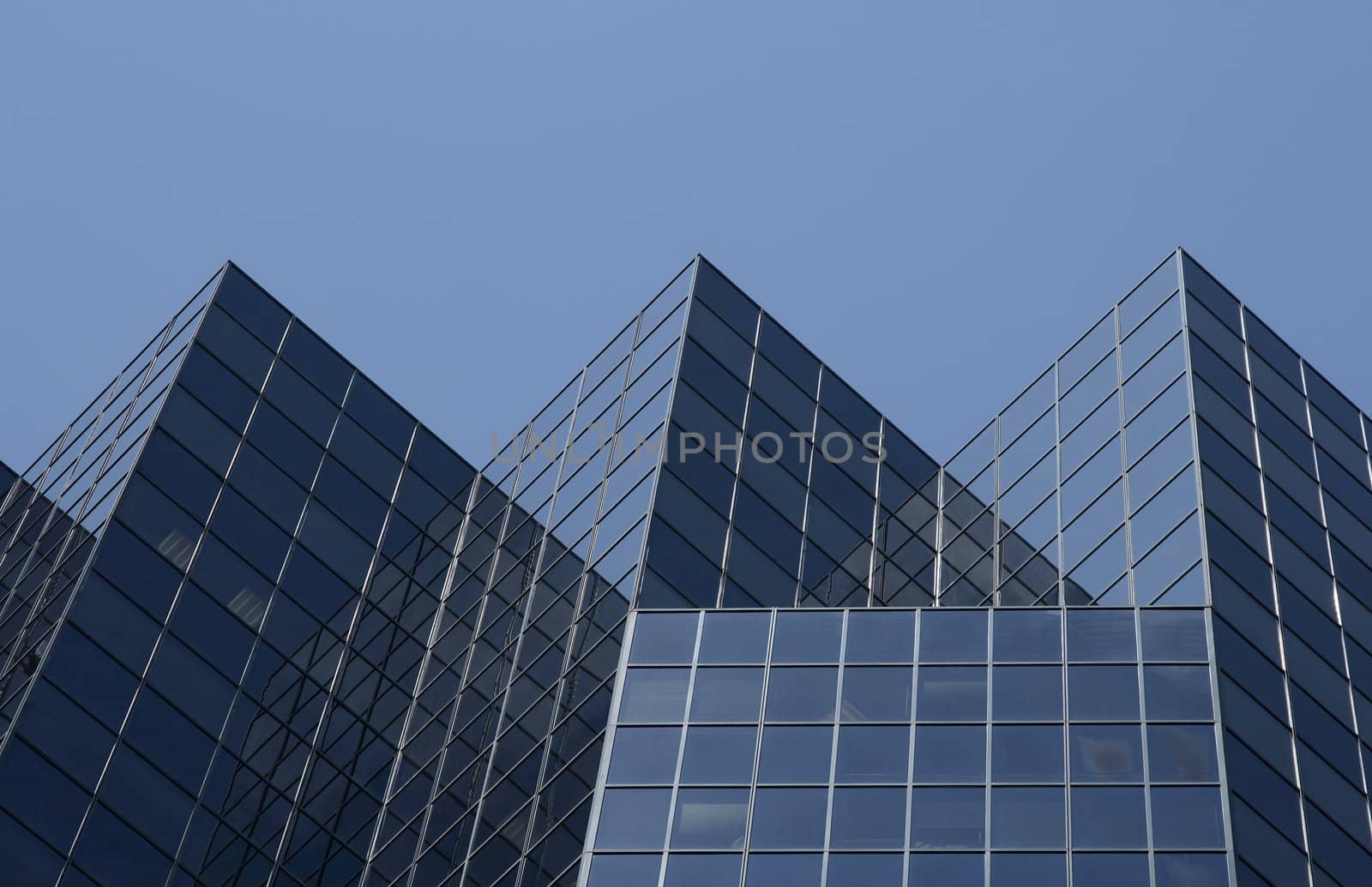 Triangular shape of a modern office building.