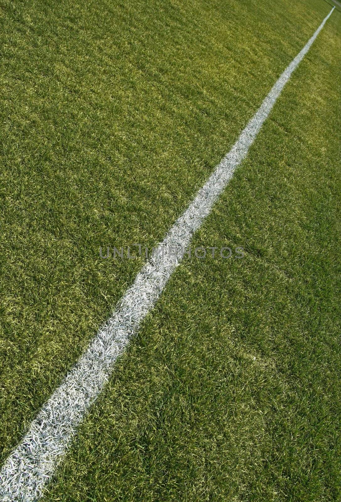 Boundary line of a soccer/football playing field.