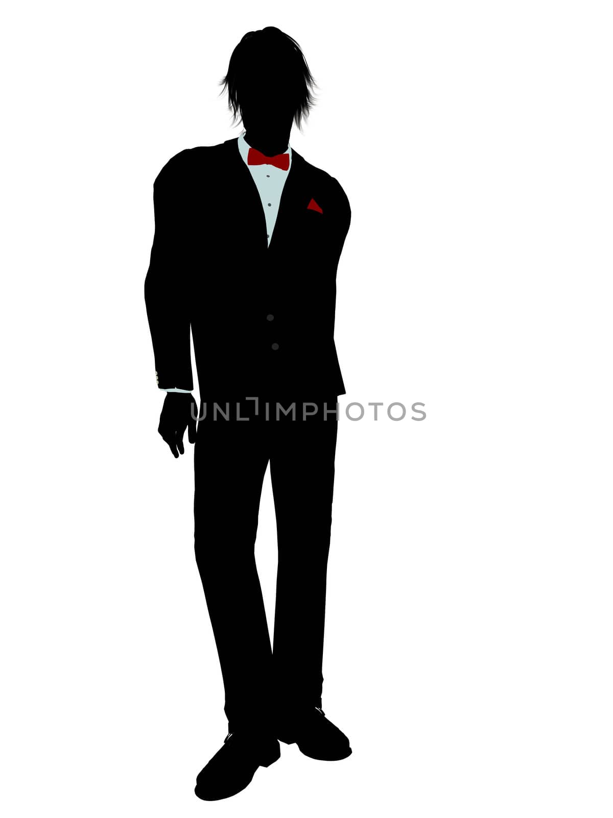 Man dressed in a tuxedo silhouette illustration on a white background