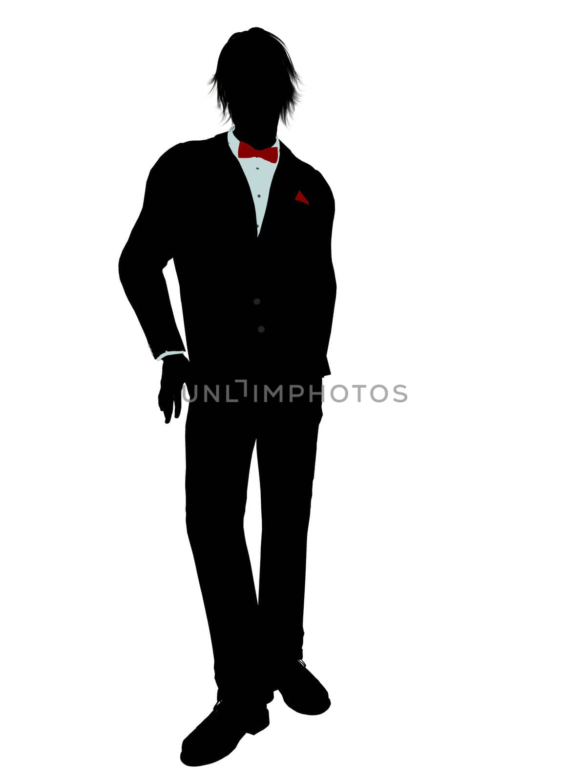 Man dressed in a tuxedo silhouette illustration on a white background