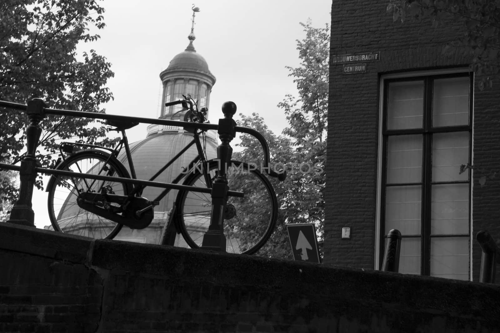 Cycle on background of cathedral  Ronde Lutherse Kerk.