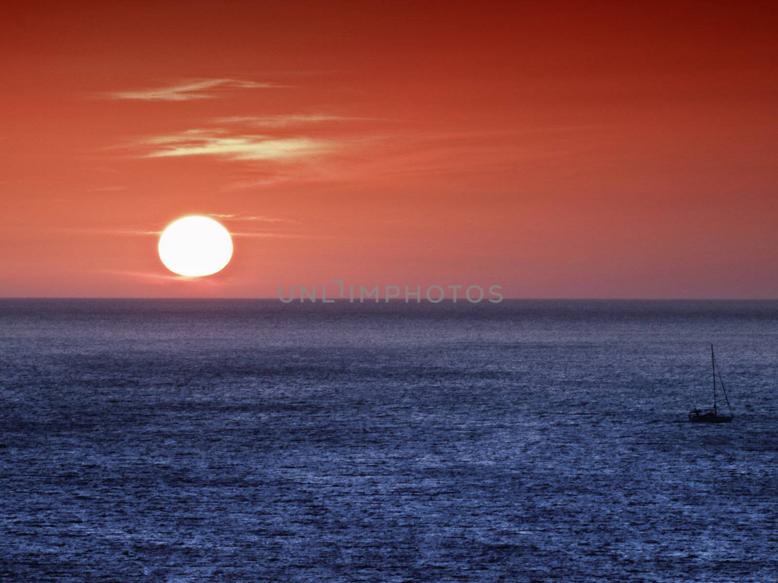 The beautiful twilight colours during a winter Mediterranean sunset