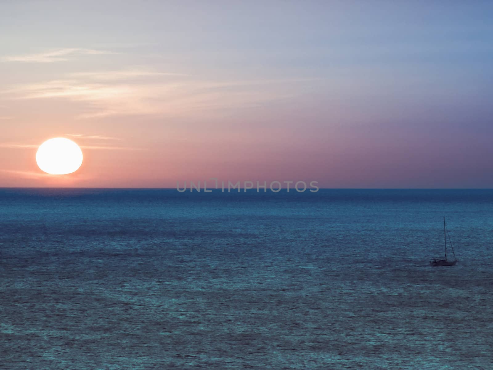 The beautiful twilight colours during a winter Mediterranean sunset