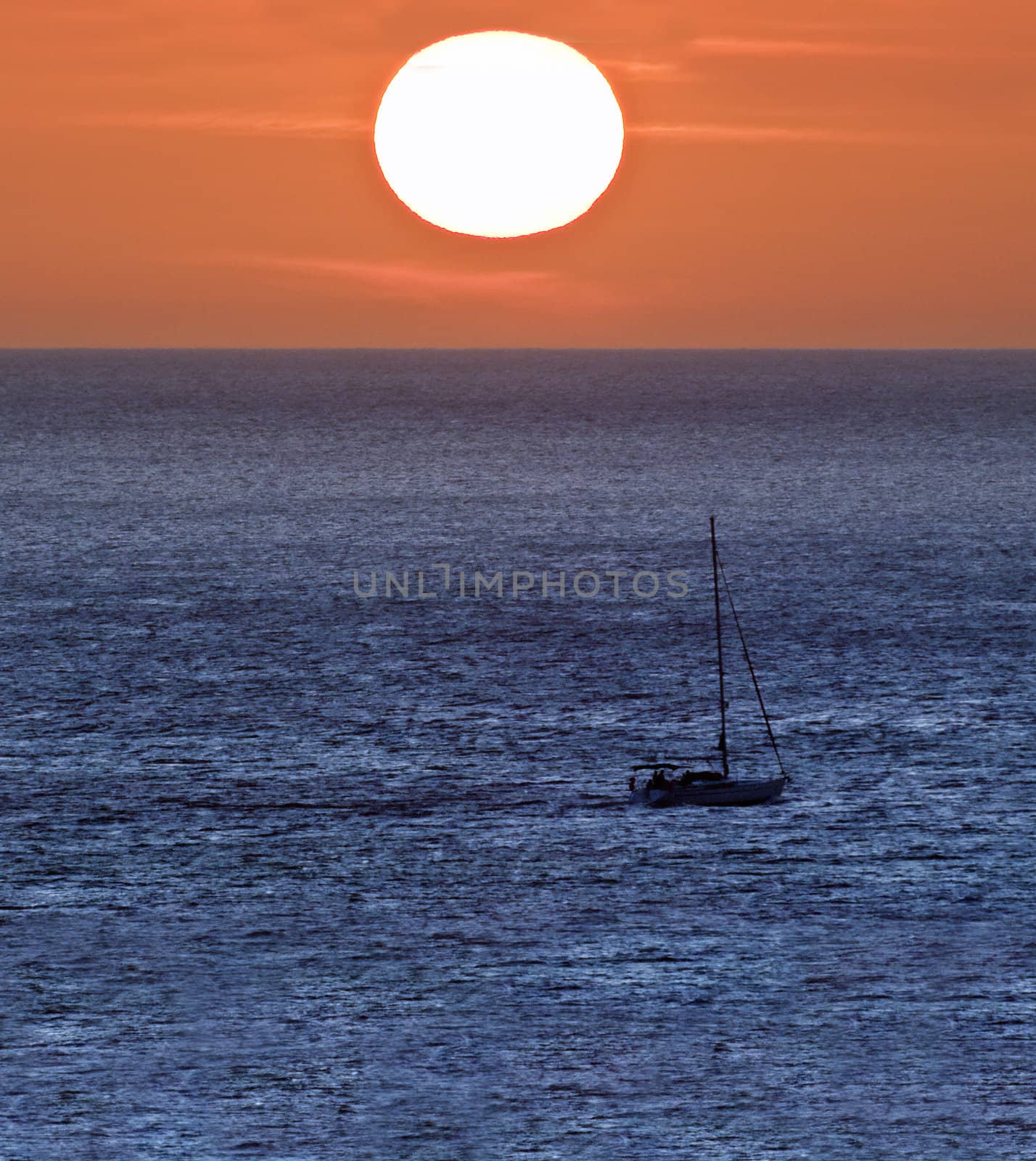 The beautiful twilight colours during a winter Mediterranean sunset