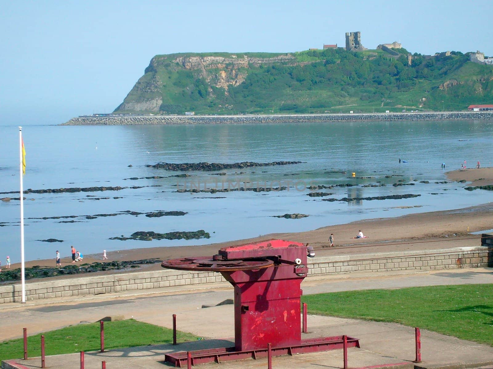 View of Scarborough's Norman Castle remains on castle headland, Scarborough, North Yorkshire, England.