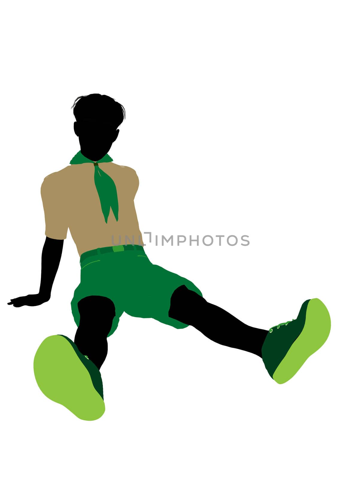 Boyscout silhouette dressed in shorts on a white background