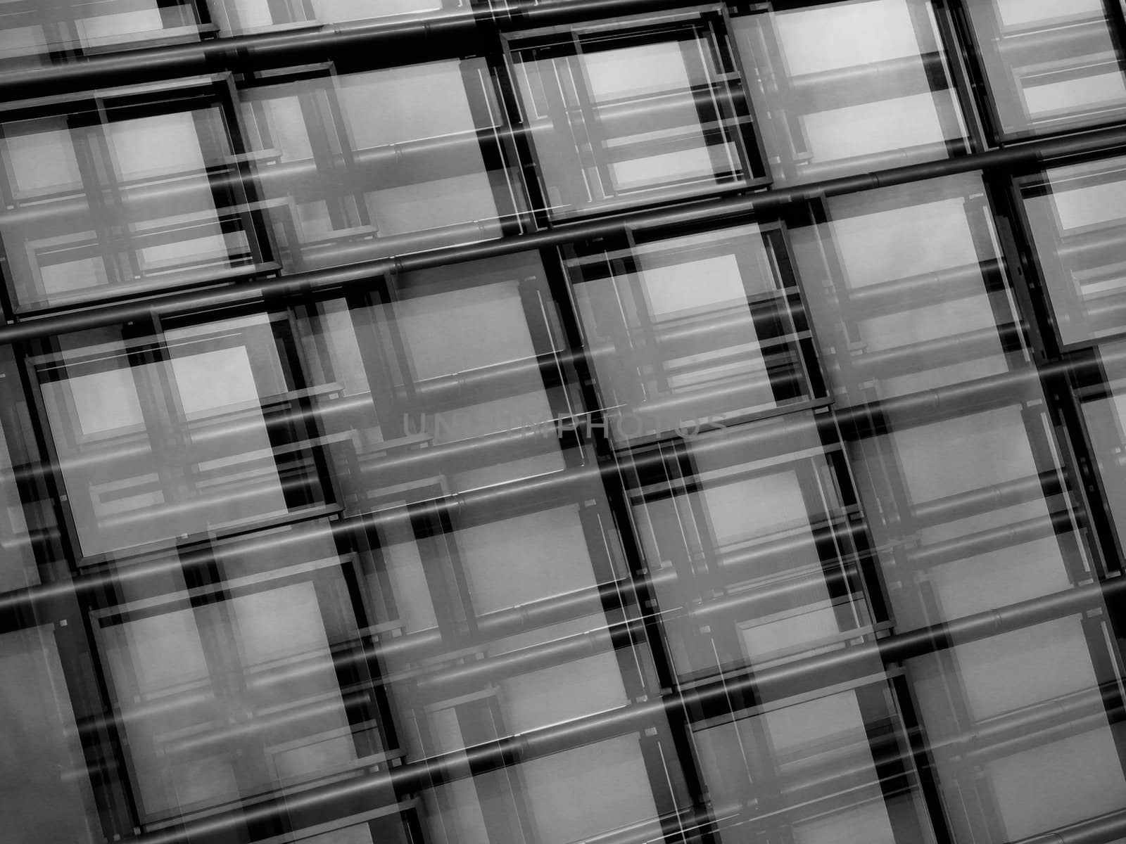 a processed image of some windows building
