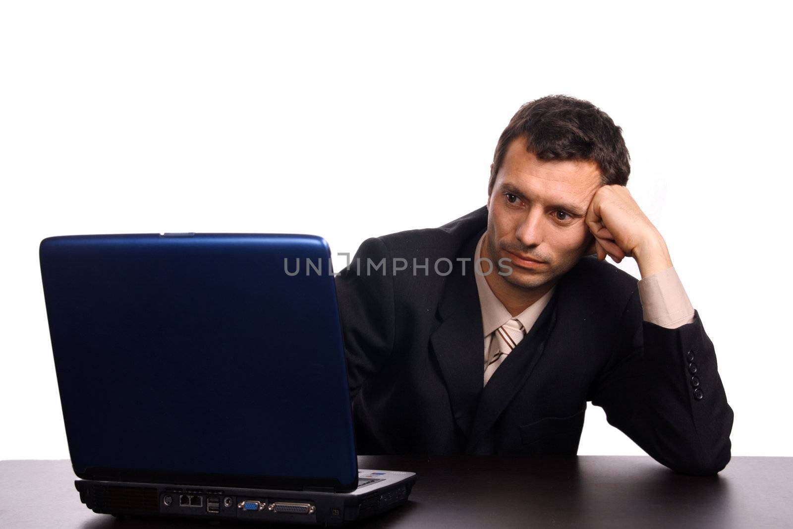 businessman over white studio background