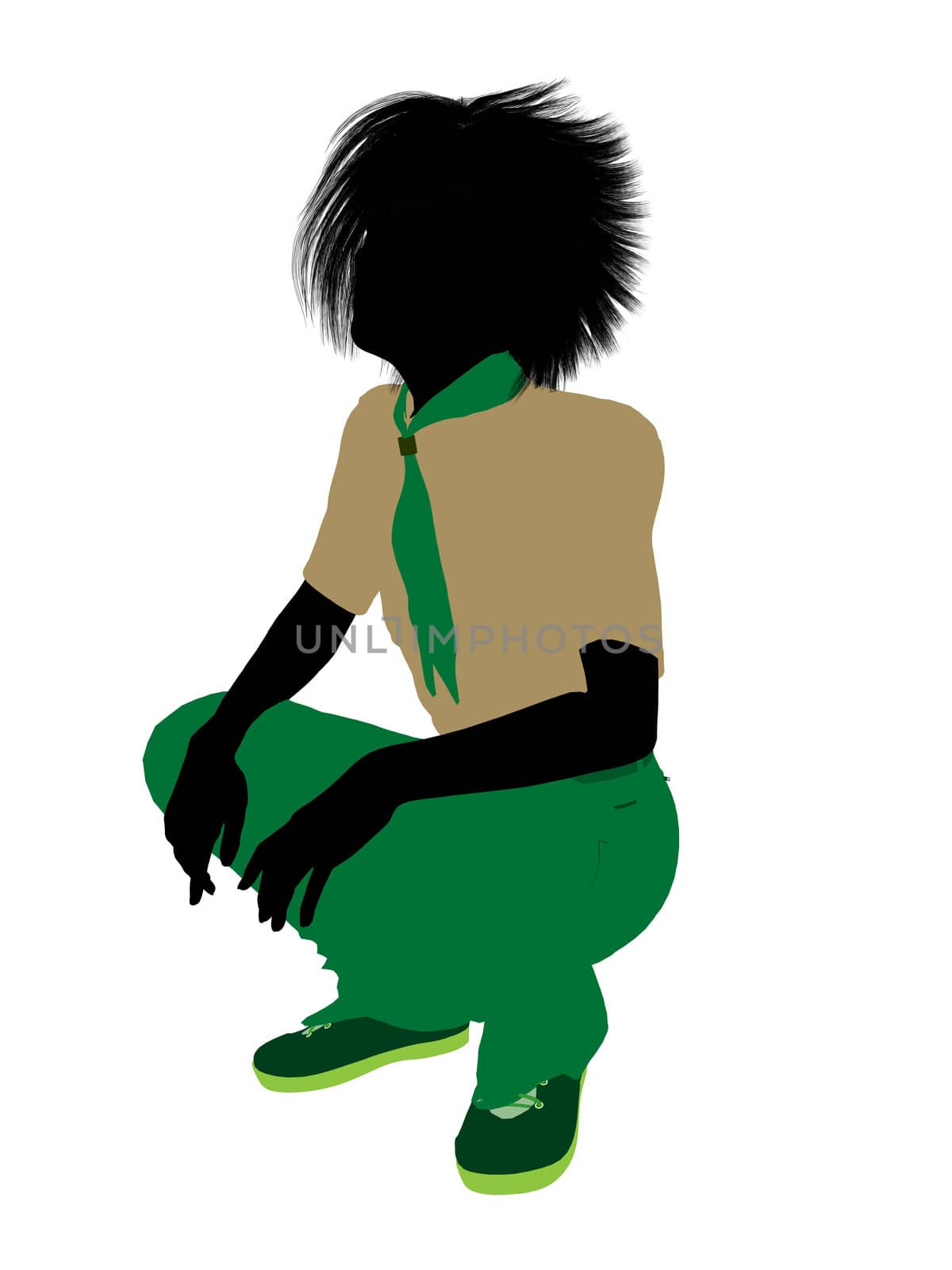 Boyscout silhouette dressed in pants on a white background
