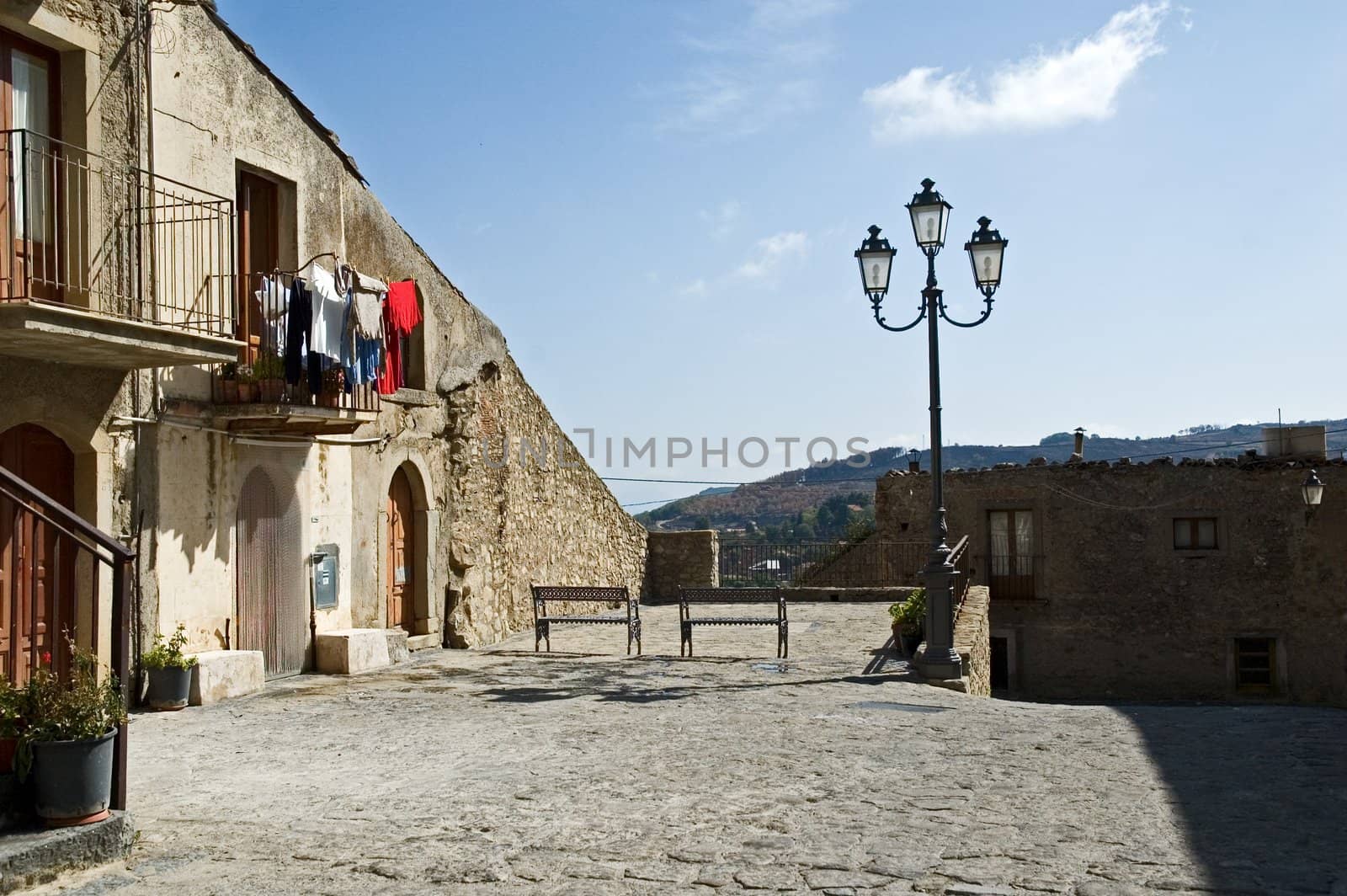 Old Sicilian village square by sil