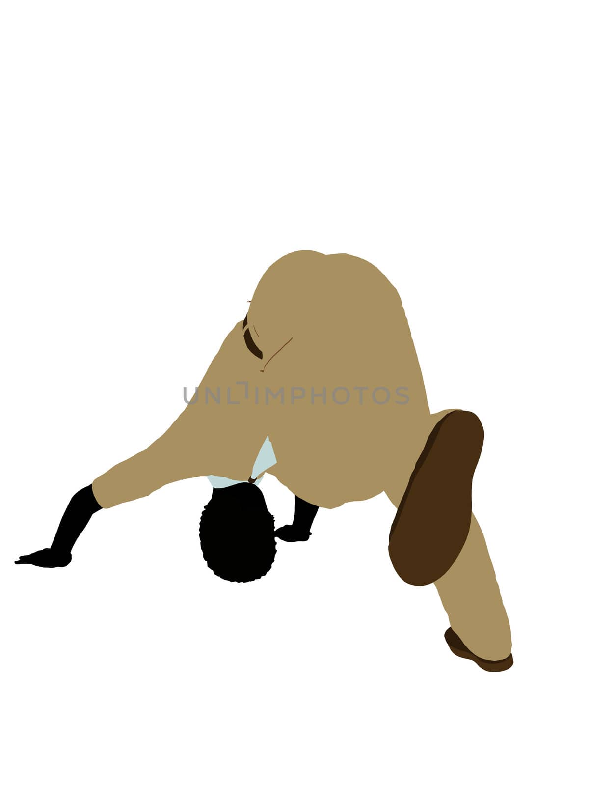 African American Boy Scout silhouette dressed in pants on a white background