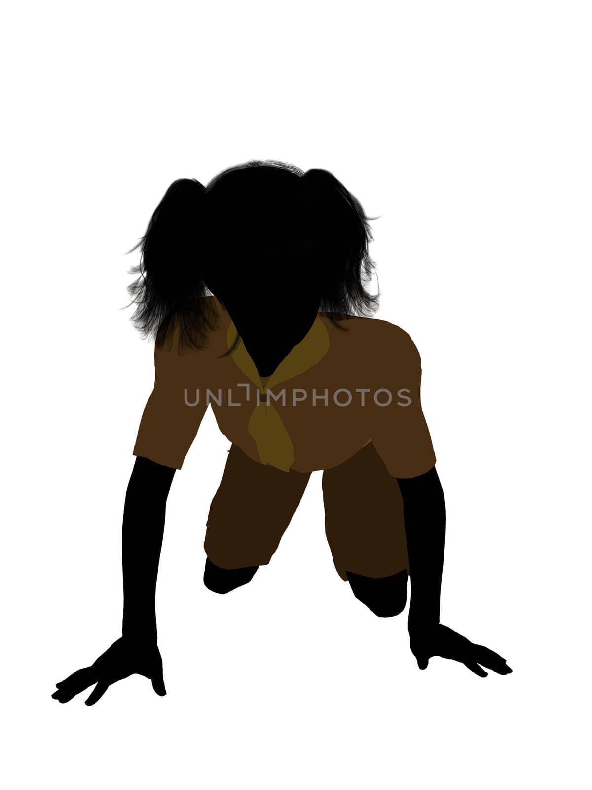 Girl scout silhouette dressed in shorts on a white background