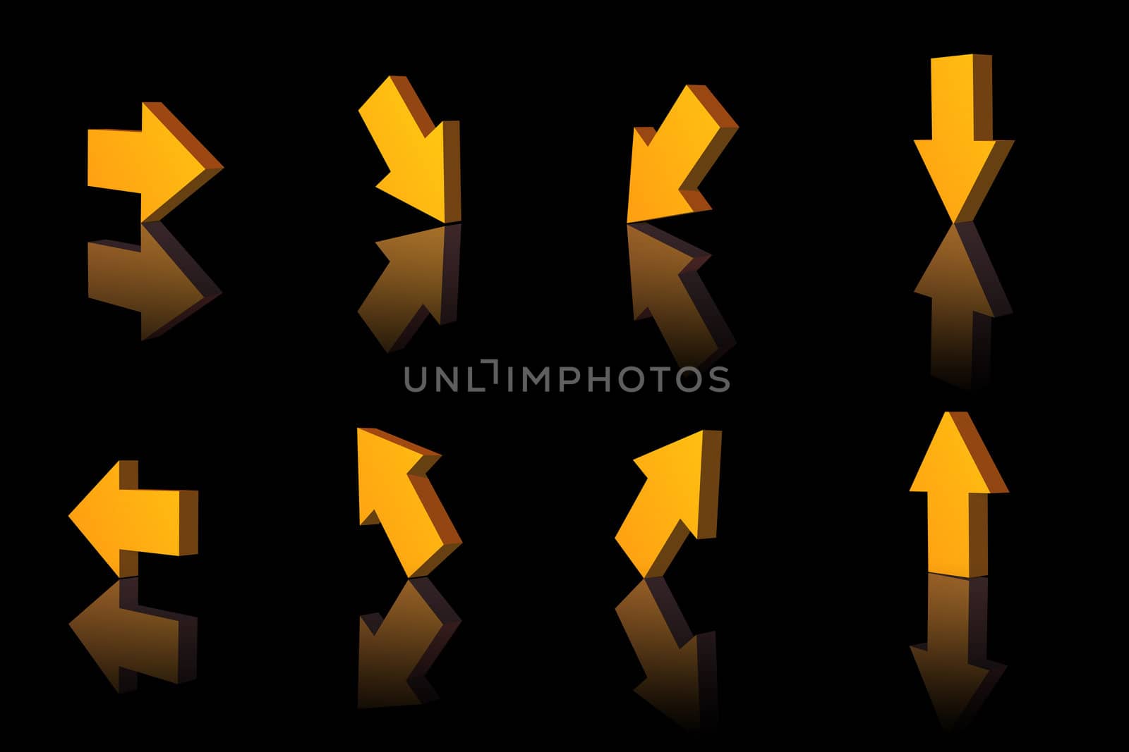 any arrows shows various directions - 3d illustration