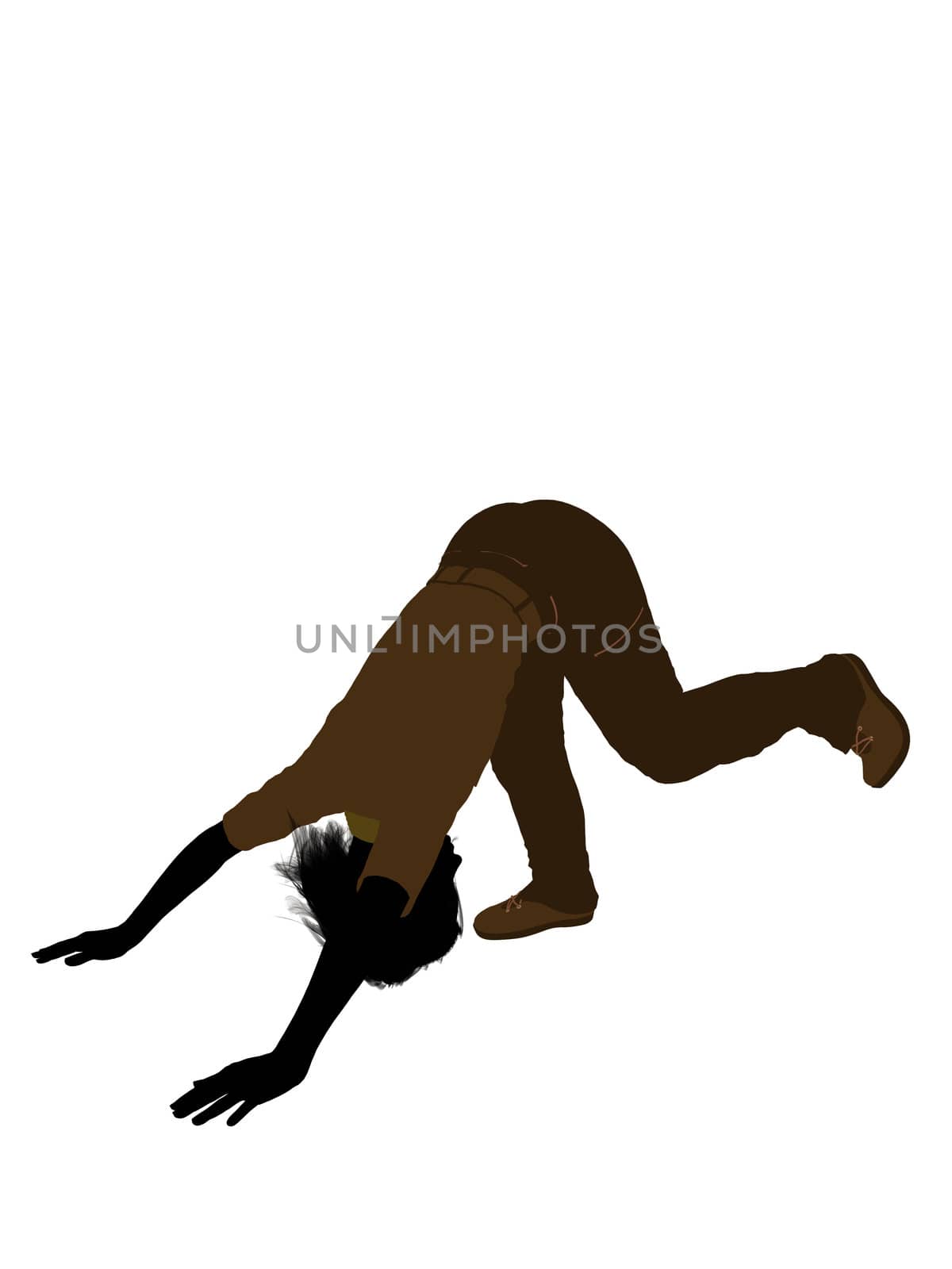 Girl scout silhouette dressed in pants on a white background