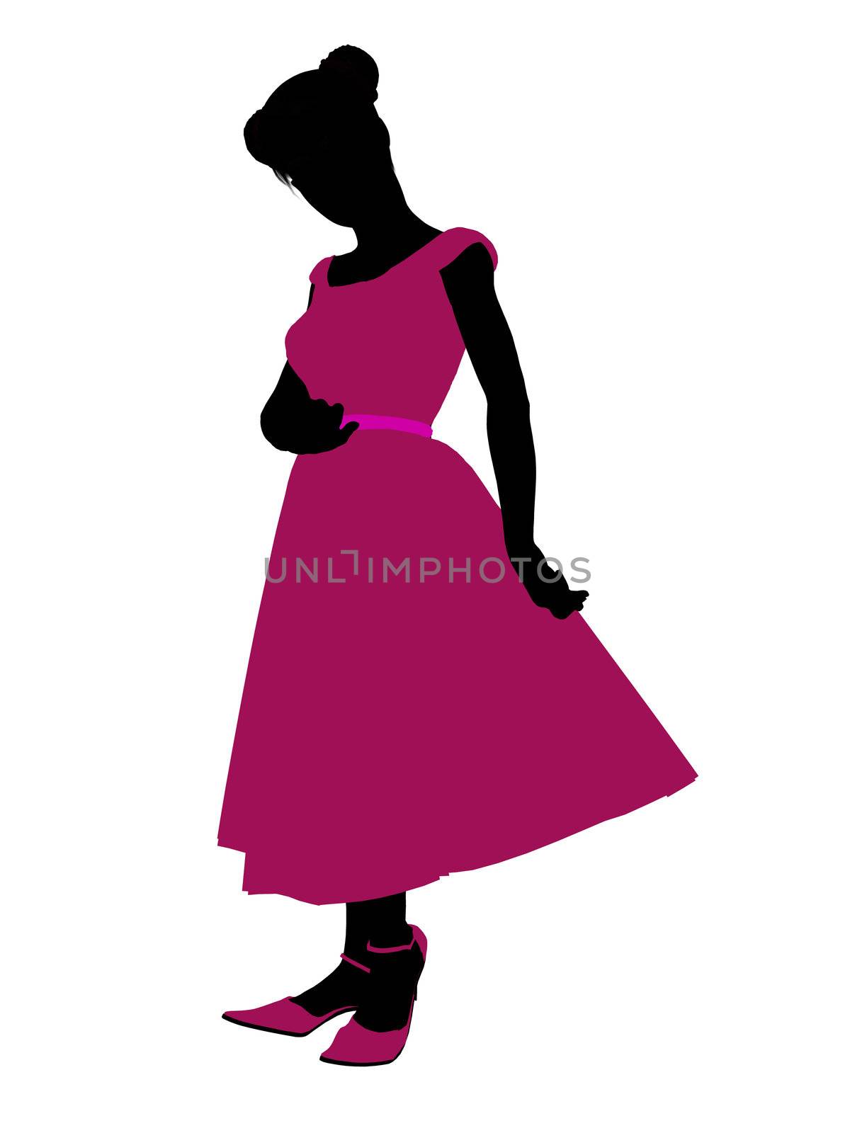 Prom Girl silhouette on a white background