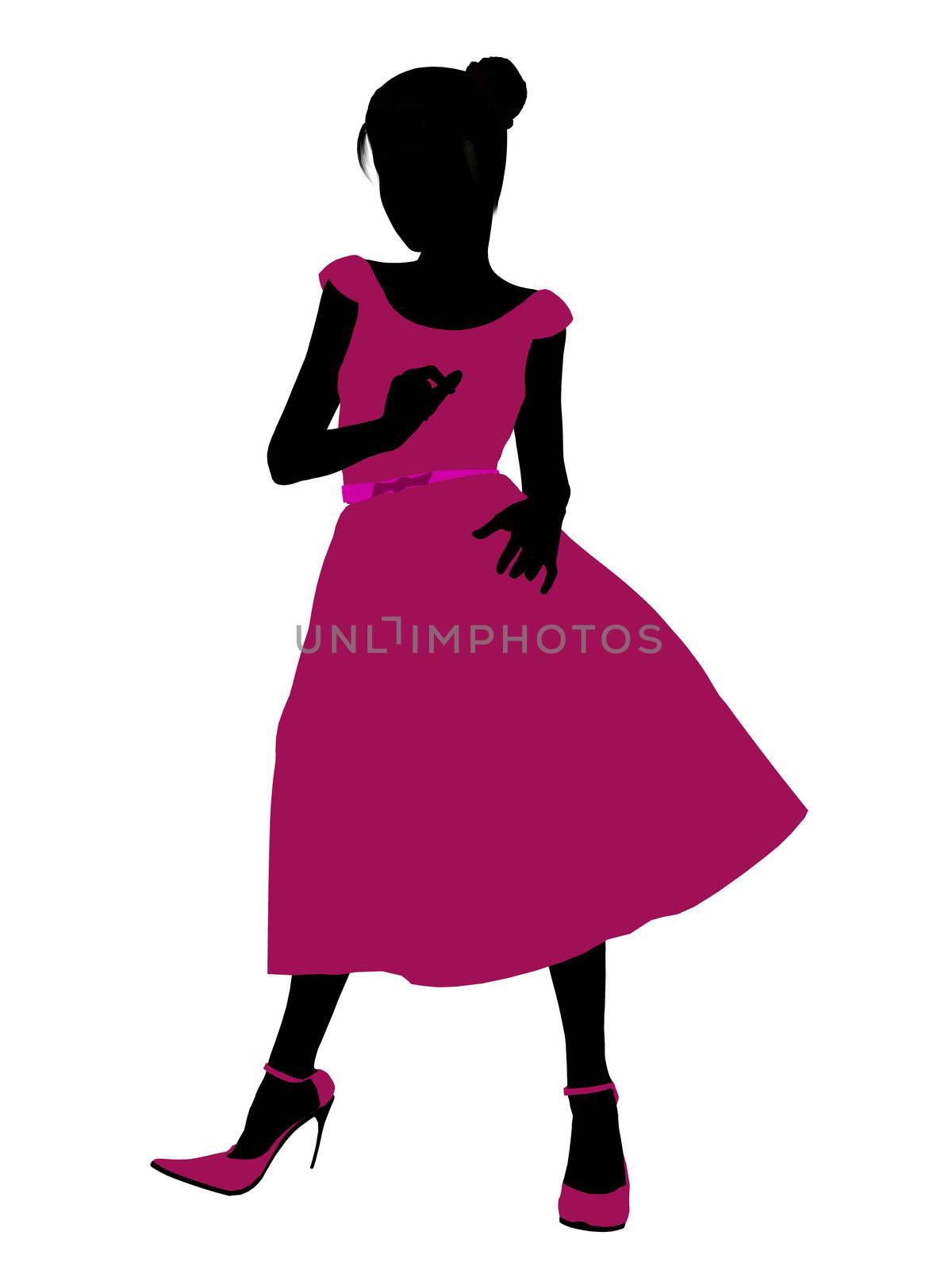 Prom Girl silhouette on a white background