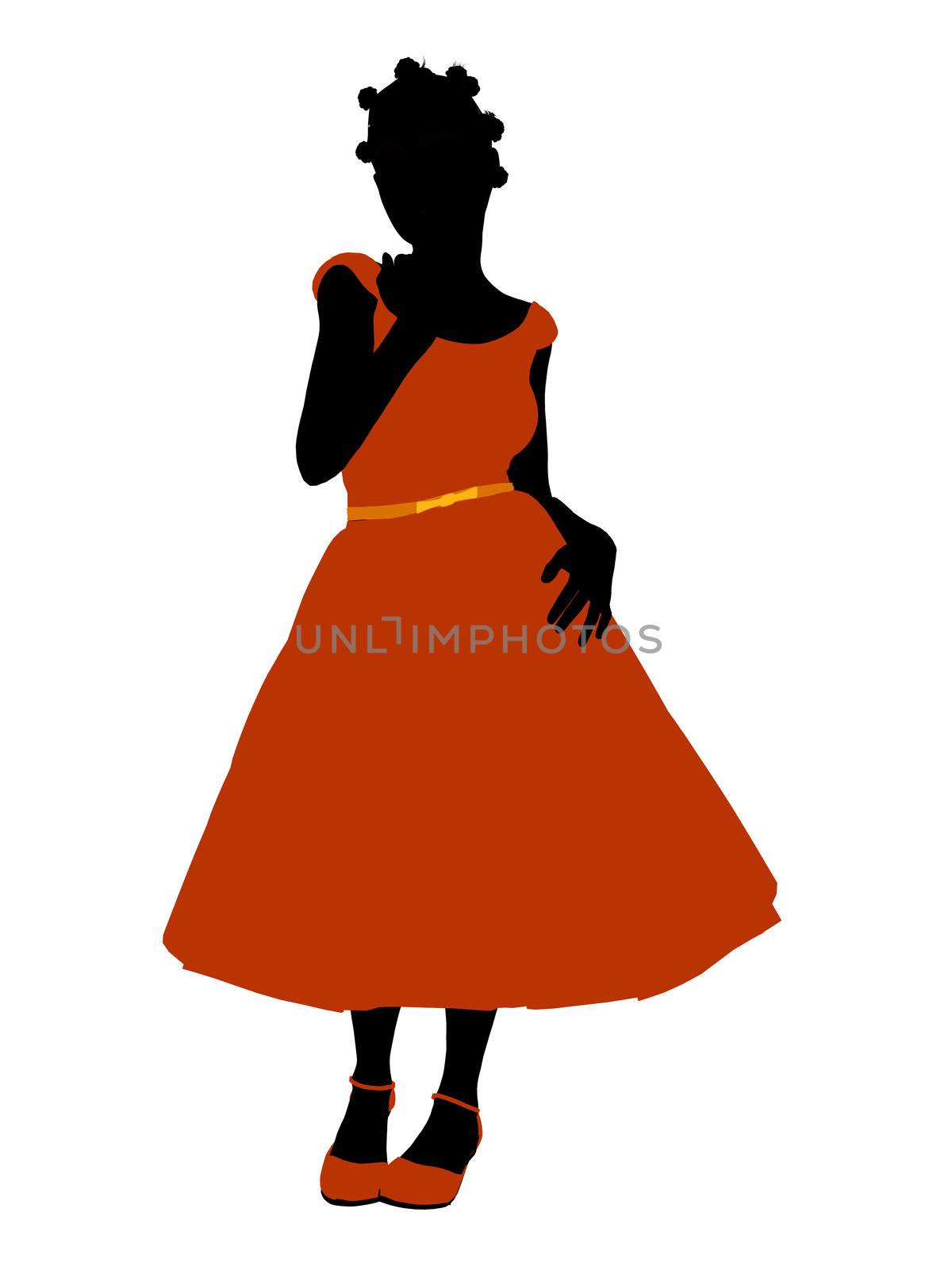 African American Prom Girl silhouette on a white background