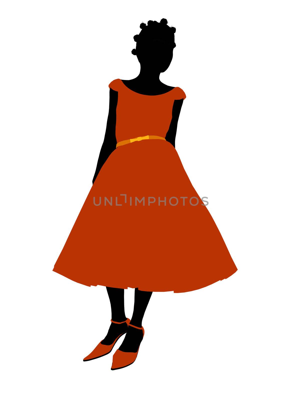 African American Prom Girl silhouette on a white background