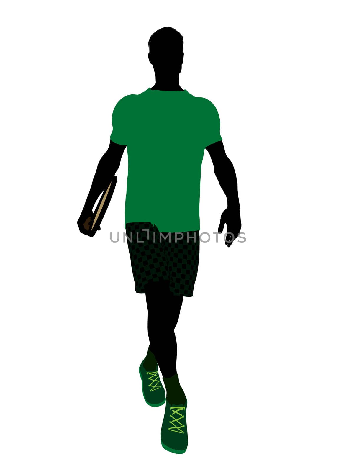 Male tennis player art illustration silhouette on a white background