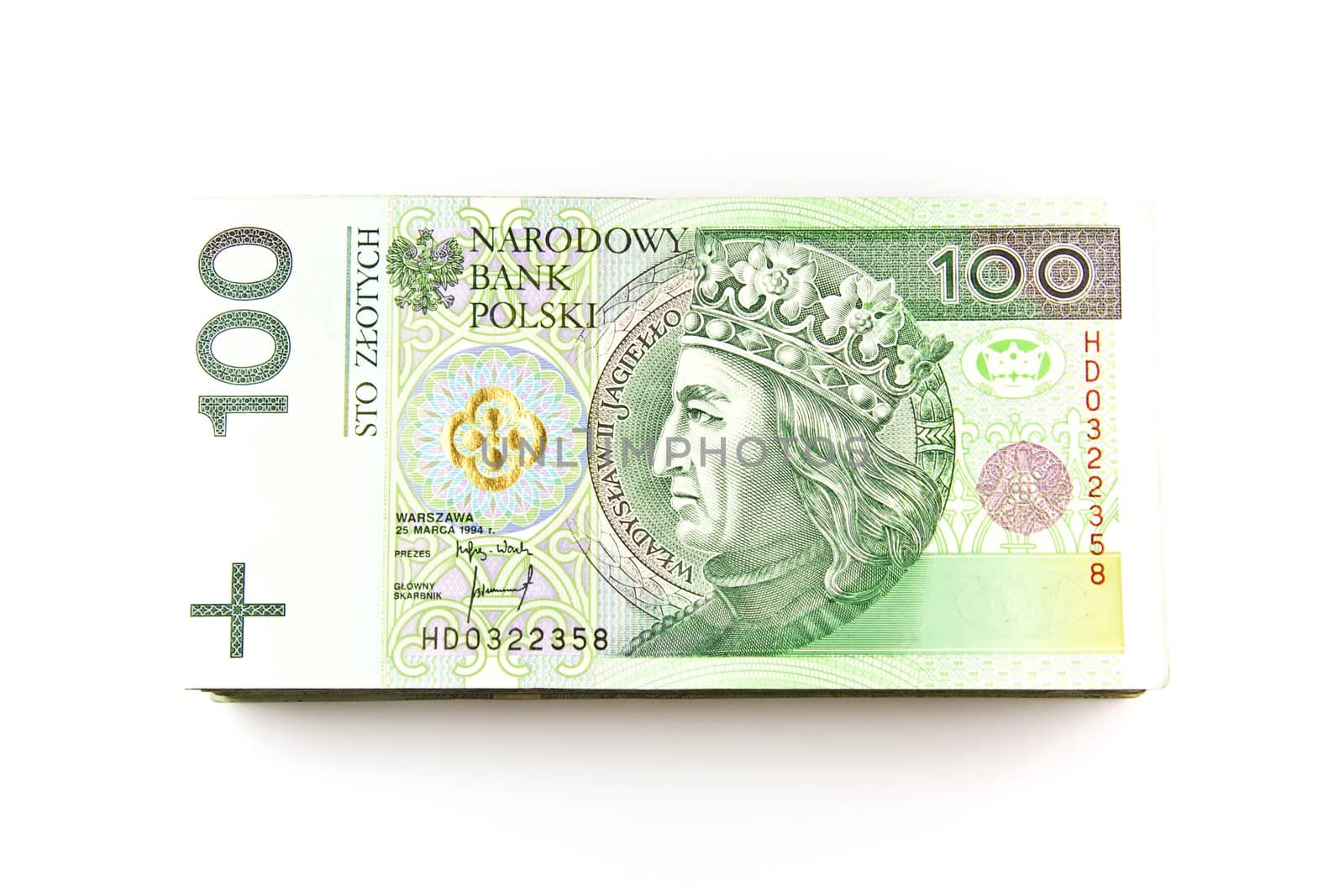 Big stack of money on white background