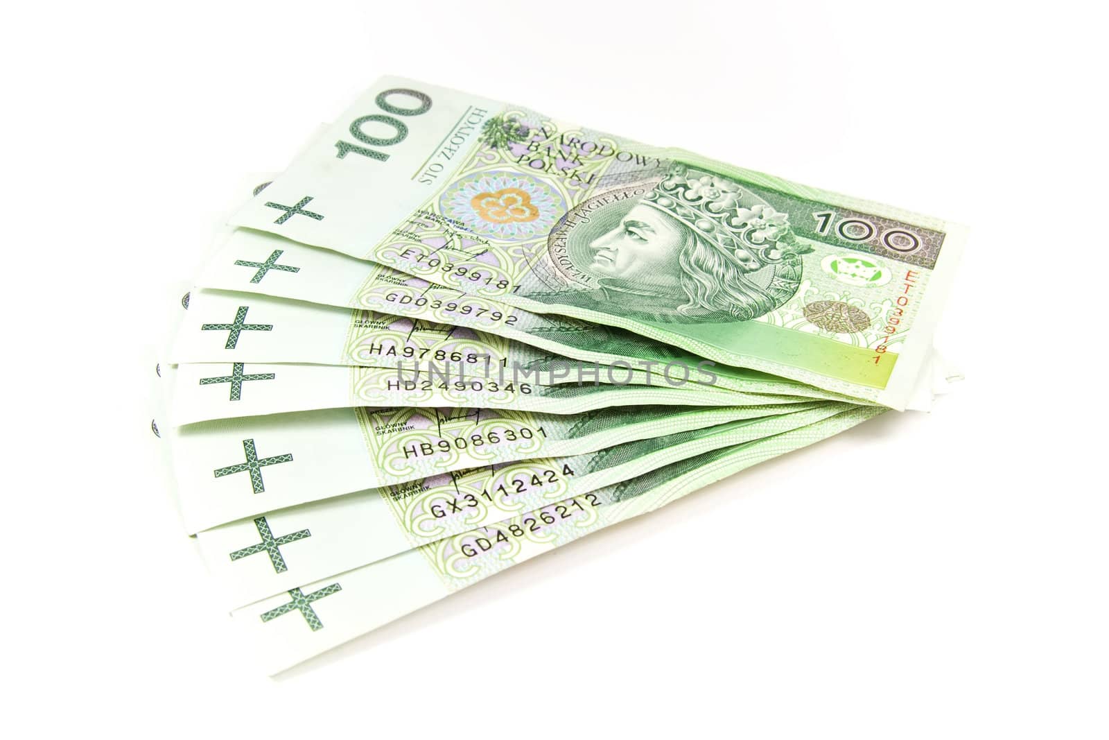 Many polish money isolated on white