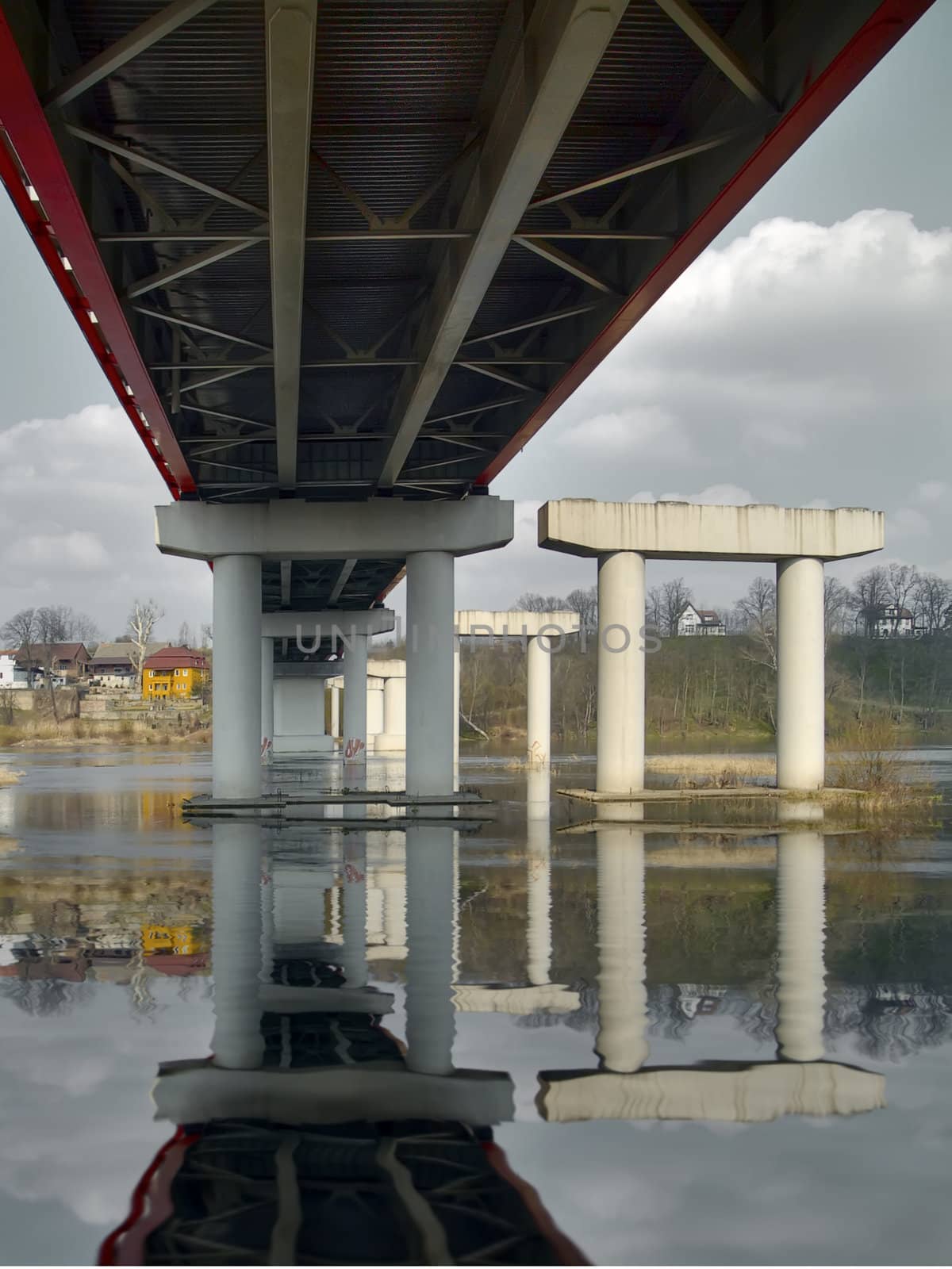 the part of bridge on the river       