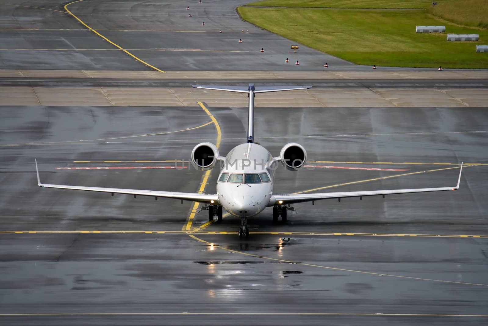 Jet airliner preparing to take off